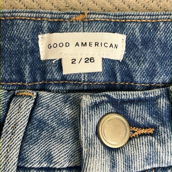 Good American Good Boy distressed knees indigo blue jeans - Picture 12 of 17